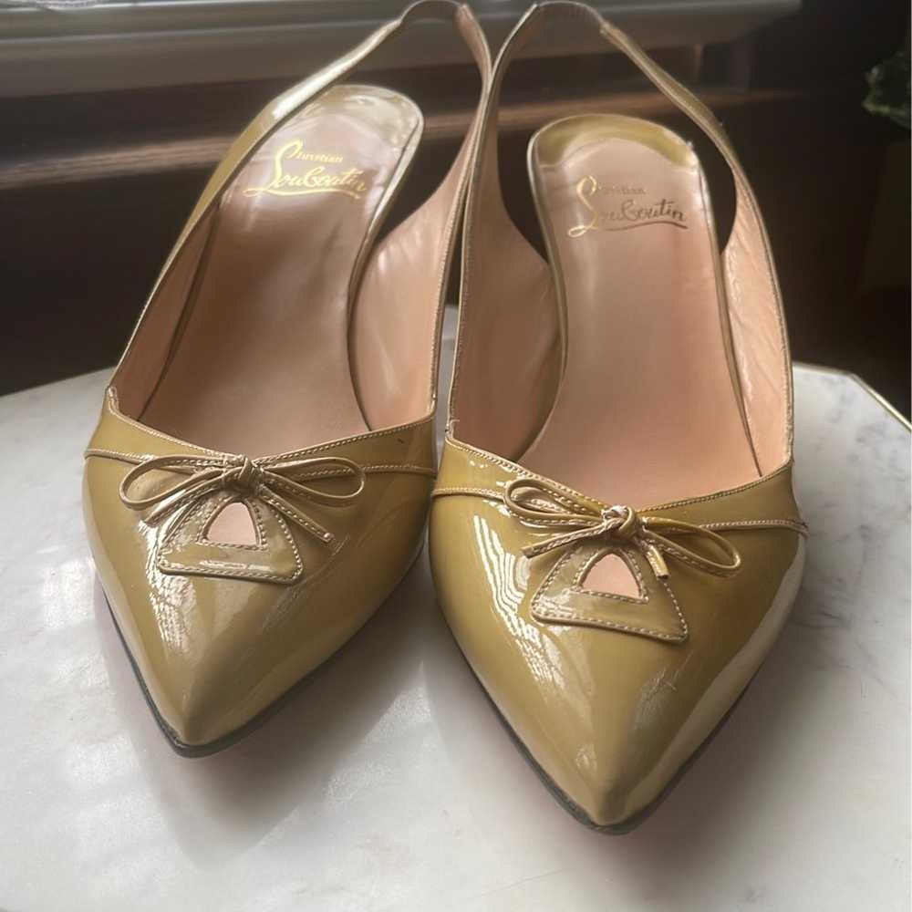 Christian Louboutin Patent Leather Bow Accent Sli… - image 2