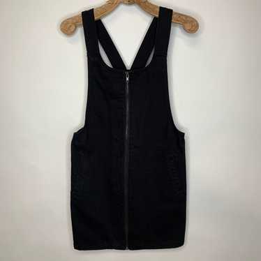 Forever 21 Black Denim Overall Dress Sz Small