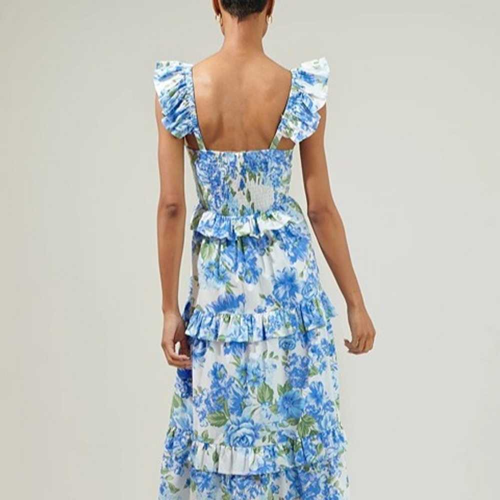 SugarLips Truth Be Told Blue Floral Tiered Maxi D… - image 2