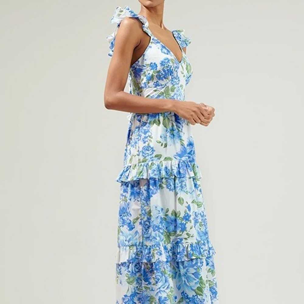 SugarLips Truth Be Told Blue Floral Tiered Maxi D… - image 3