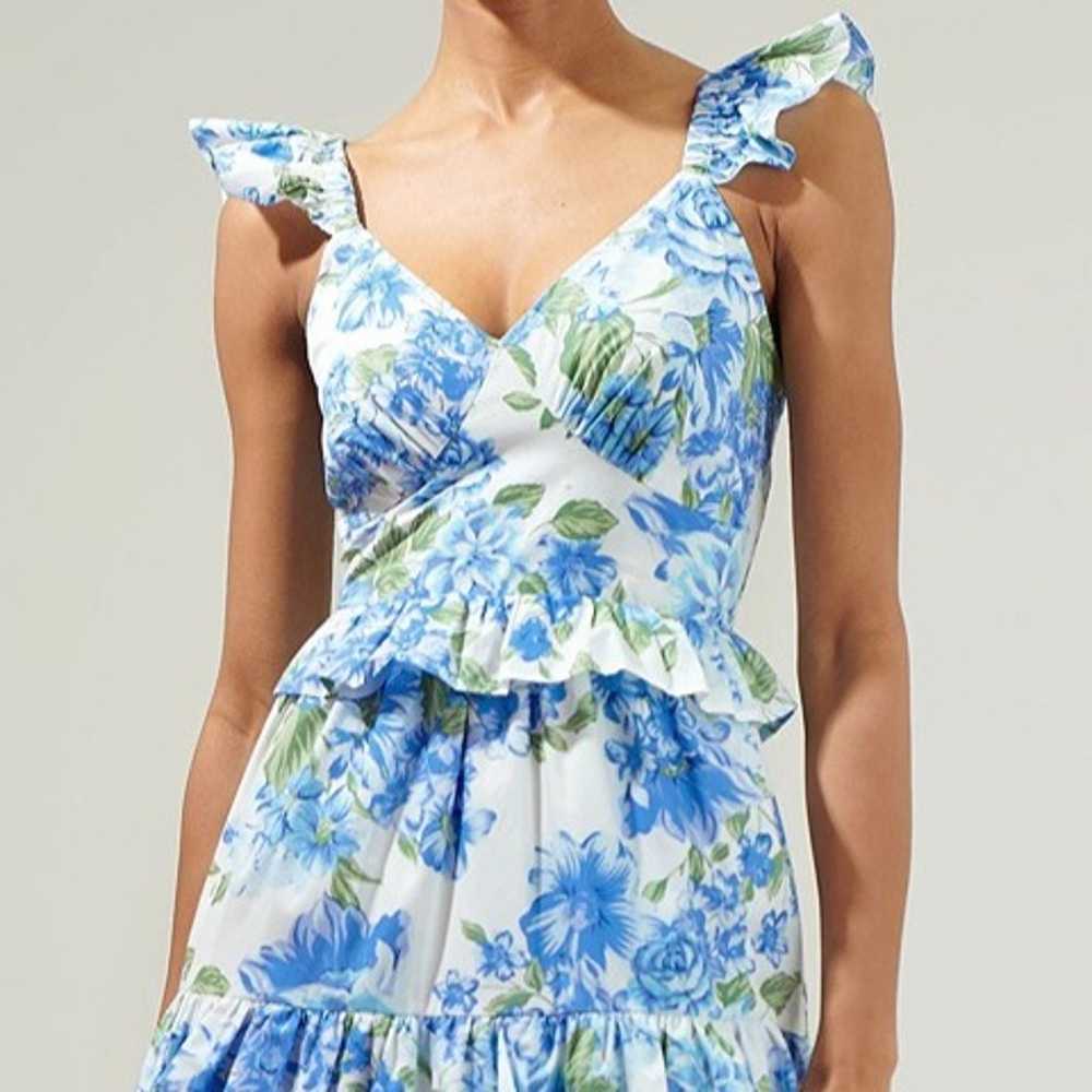 SugarLips Truth Be Told Blue Floral Tiered Maxi D… - image 4