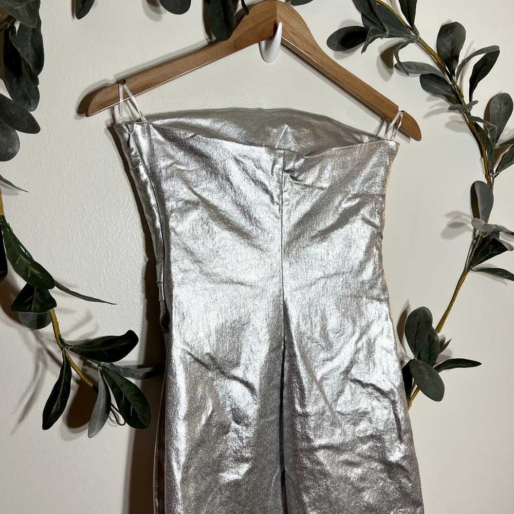 NWOT Zara Silver Strapless Bodycon Dress - image 4