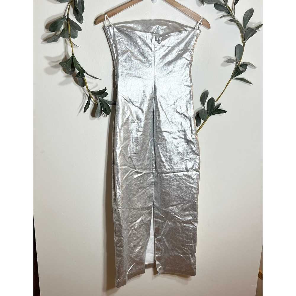 NWOT Zara Silver Strapless Bodycon Dress - image 6