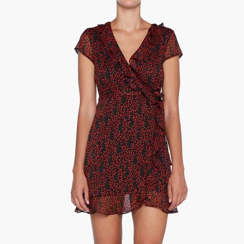 Bardot Cherry Print Faux Wrap Dress * Red / Black… - image 1