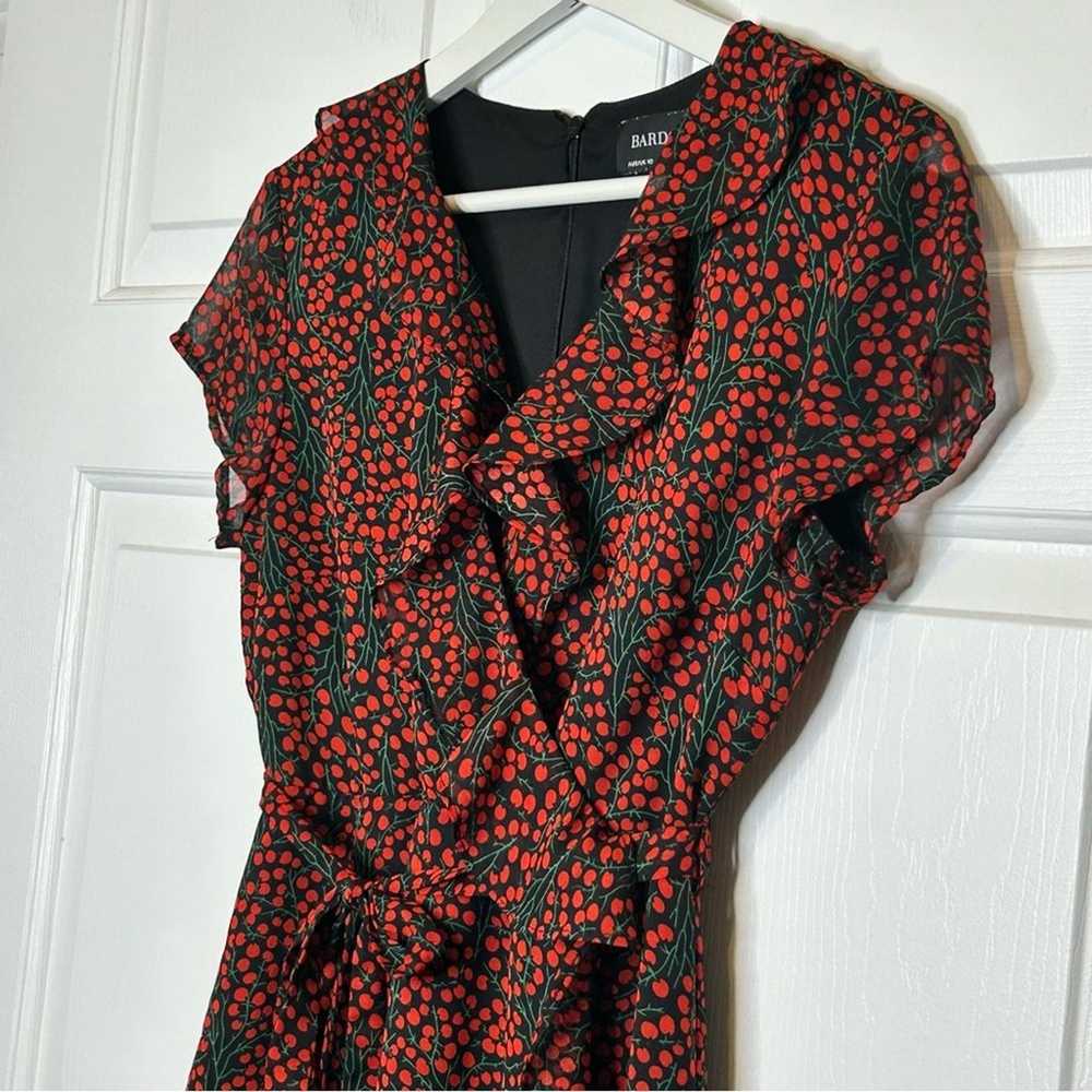 Bardot Cherry Print Faux Wrap Dress * Red / Black… - image 4