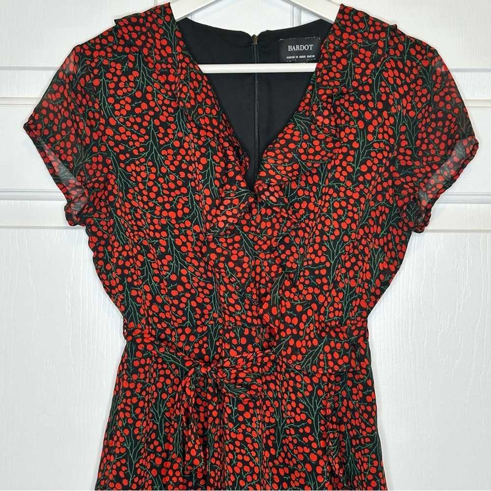 Bardot Cherry Print Faux Wrap Dress * Red / Black… - image 6