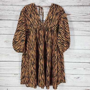 UMGEE Women's  Animal Print V-Neck Oversize Dress 