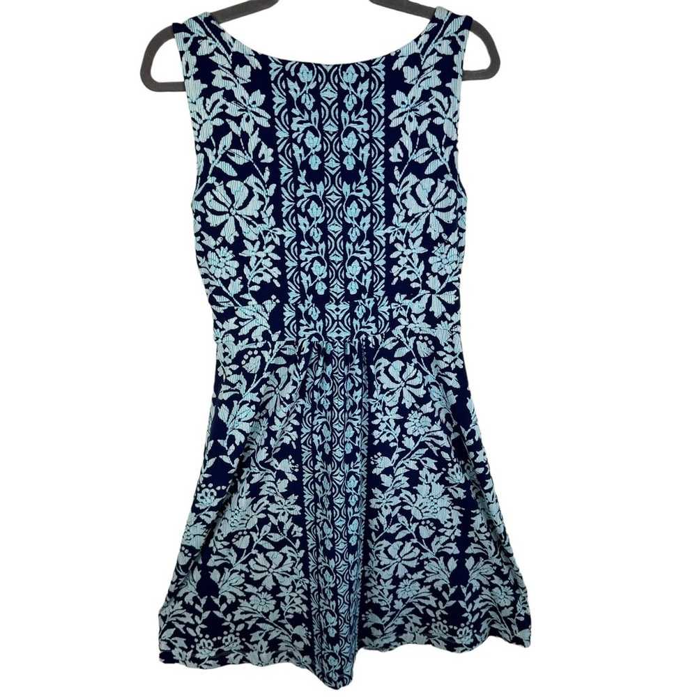 Lands' End Blue Floral Sleeveless Faux Wrap Stret… - image 3