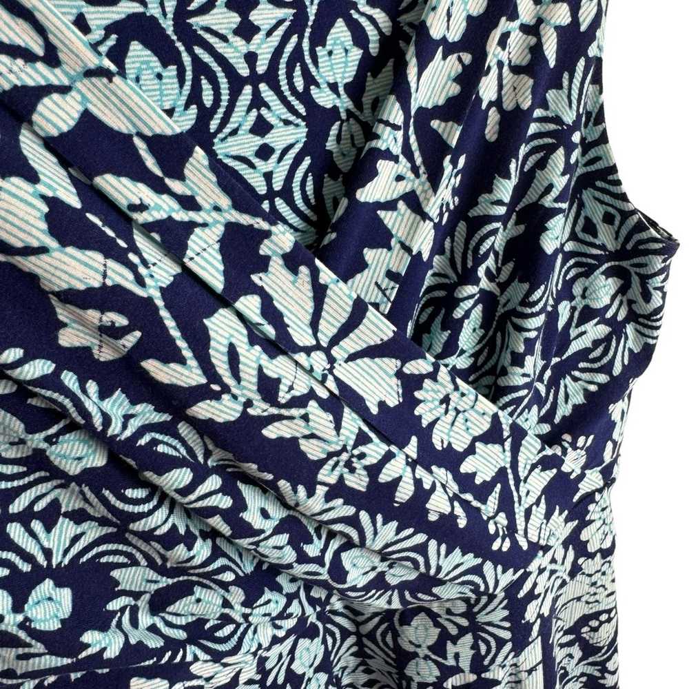 Lands' End Blue Floral Sleeveless Faux Wrap Stret… - image 4