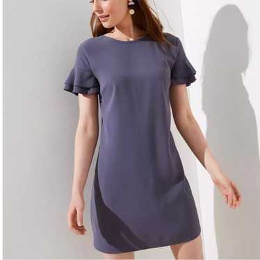 Ann Taylor Loft Flutter Sleeves Purple Shift Dress - image 1