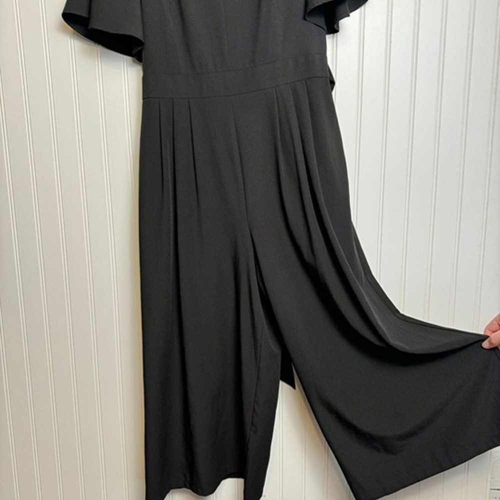 Eliza J black crop wide leg jumpsuit flutter slee… - image 10