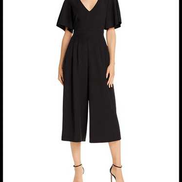 Eliza J black crop wide leg jumpsuit flutter slee… - image 1