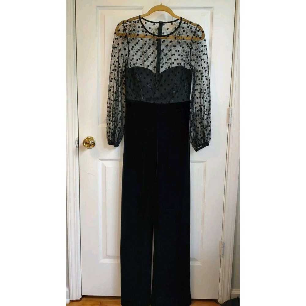 Eliza J Size 8 Wide Leg Dressy Jumpsuit Lace Velv… - image 1