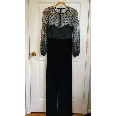 Eliza J Size 8 Wide Leg Dressy Jumpsuit Lace Velv… - image 1