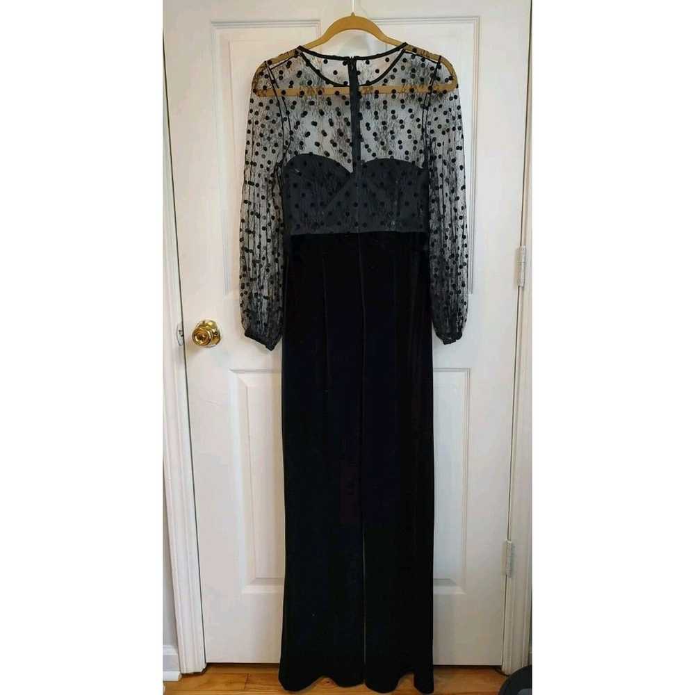 Eliza J Size 8 Wide Leg Dressy Jumpsuit Lace Velv… - image 3