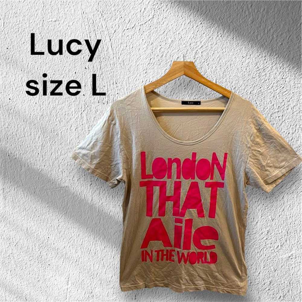 【Lucy】Women's Short-Sleeve T-shirt Gray with Pink… - image 1