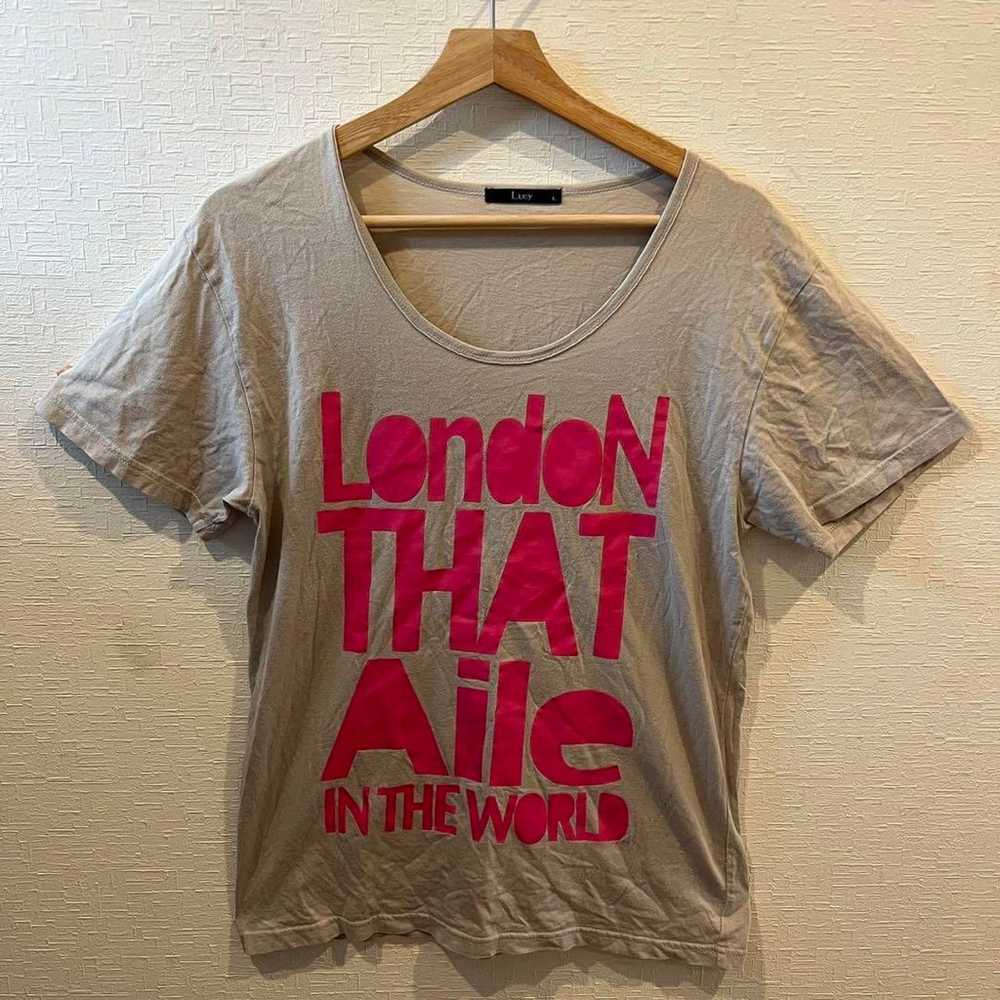 【Lucy】Women's Short-Sleeve T-shirt Gray with Pink… - image 2