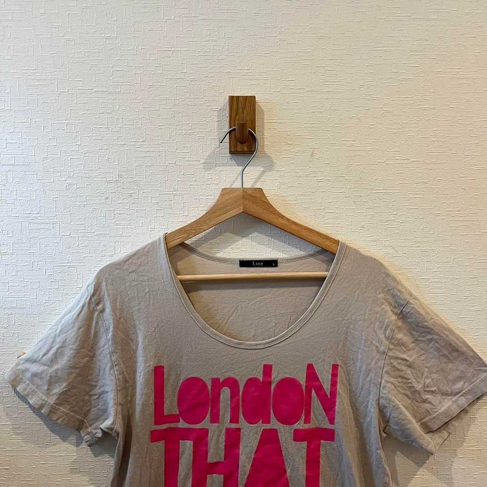 【Lucy】Women's Short-Sleeve T-shirt Gray with Pink… - image 3