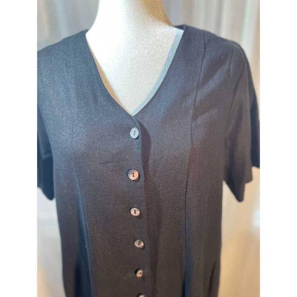 NWOT Orvis Size 14 Dress Black Linen Blend Button… - image 2