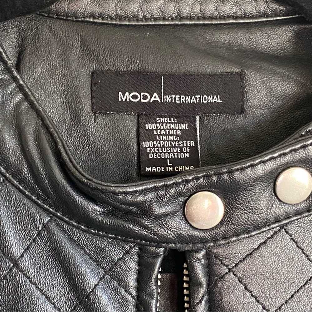 Brand Vintage Moda International Black Leather Mo… - image 5