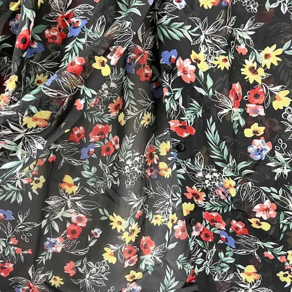 One Piece Sheer Black Floral L Long Skirt Vintage… - image 10