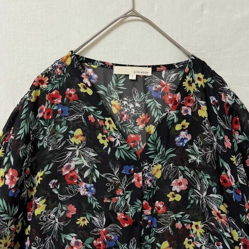 One Piece Sheer Black Floral L Long Skirt Vintage… - image 2