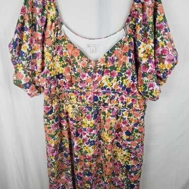 NWOT Cato Orange Multicolored Puff Short Sleeve D… - image 1