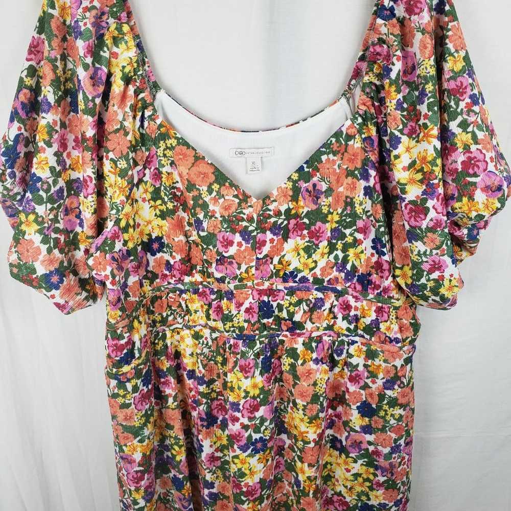 NWOT Cato Orange Multicolored Puff Short Sleeve D… - image 3