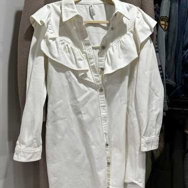 Zara white denim dress with ruffles. Size XL - image 1