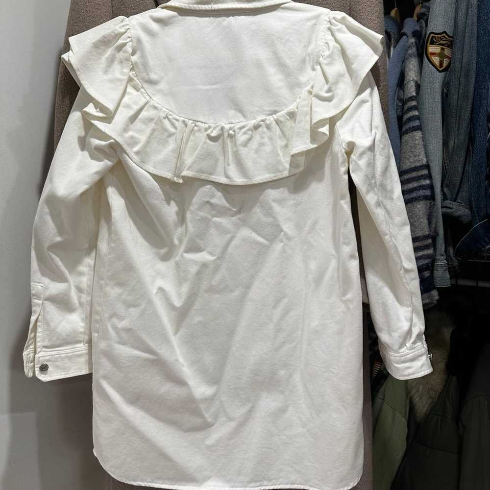 Zara white denim dress with ruffles. Size XL - image 2