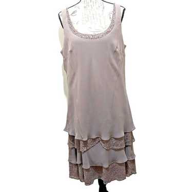 S. L. Fashions Dress 18 Taupe Sleeveless Lace Tie… - image 1