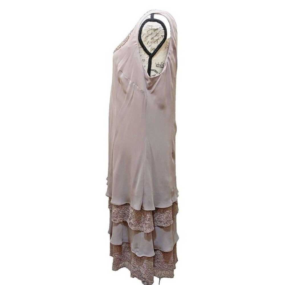 S. L. Fashions Dress 18 Taupe Sleeveless Lace Tie… - image 7