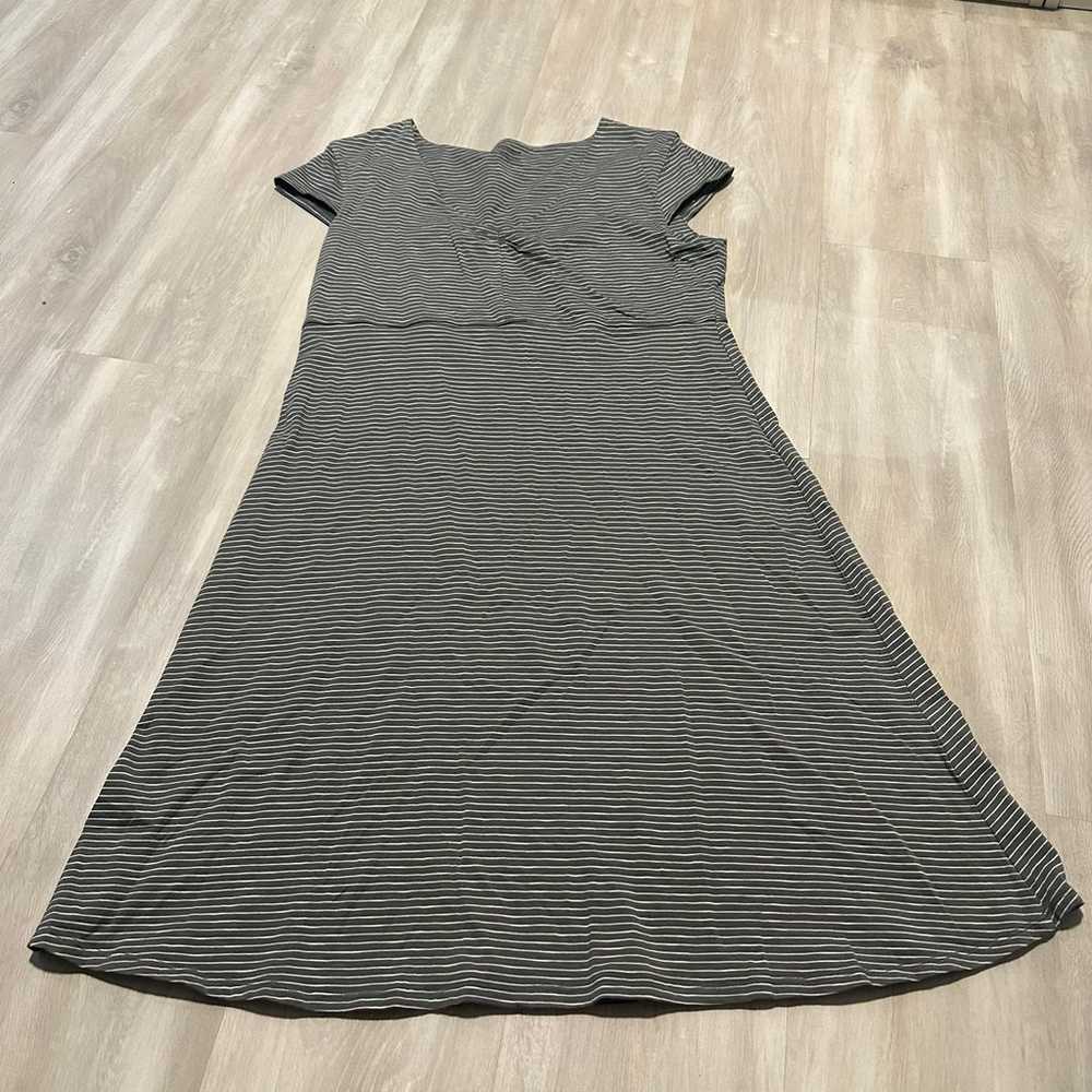 Toad & Co Gray White Cotton Striped Dress Sz XL - image 2