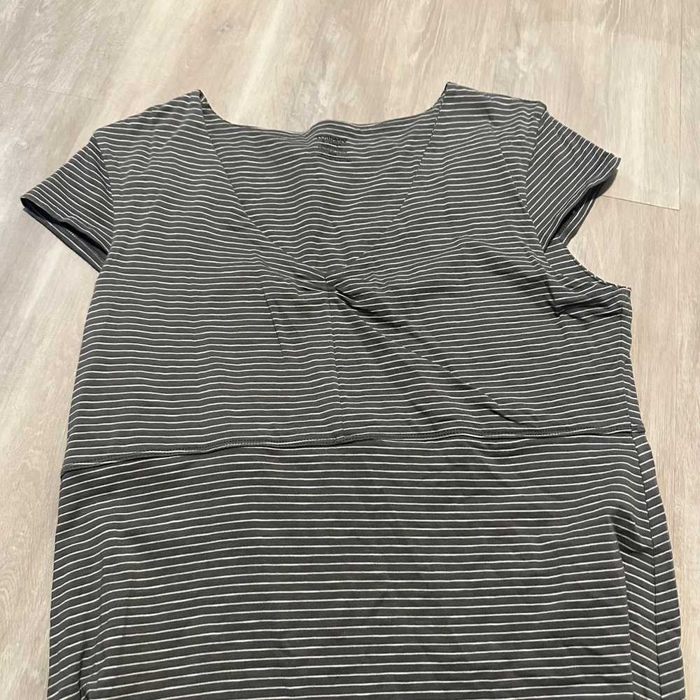 Toad & Co Gray White Cotton Striped Dress Sz XL - image 5