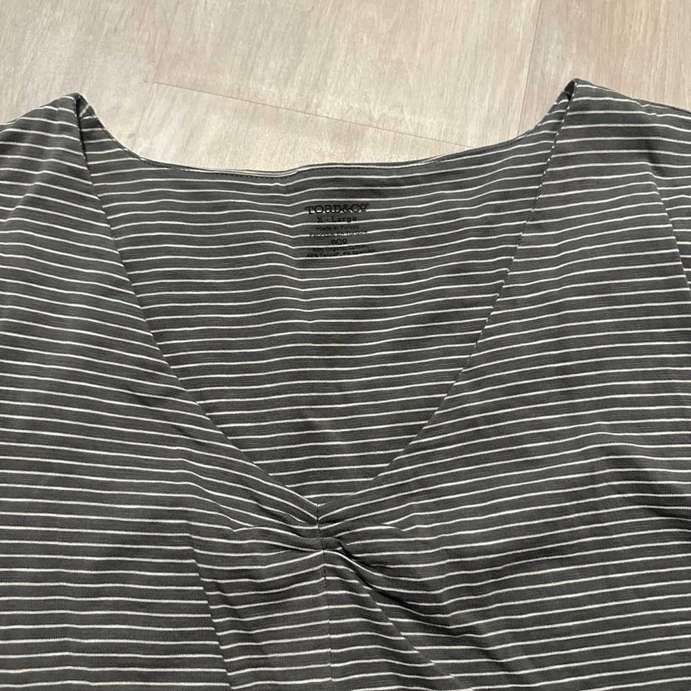 Toad & Co Gray White Cotton Striped Dress Sz XL - image 6