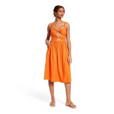 Fe Noel x Target Orange Linen Double Cut Out Midi 