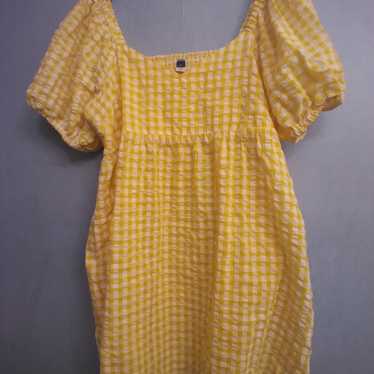 Old Navy  Yellow Gingham Seersucker Fit and Flare… - image 1