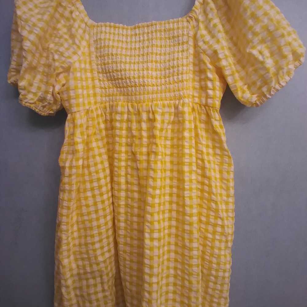 Old Navy  Yellow Gingham Seersucker Fit and Flare… - image 3