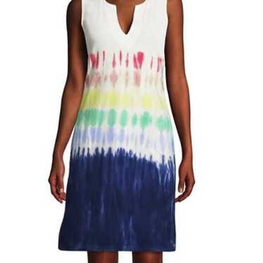 Lands End Womens Rainbow Tie Dye Cotton Jersey Sw… - image 1