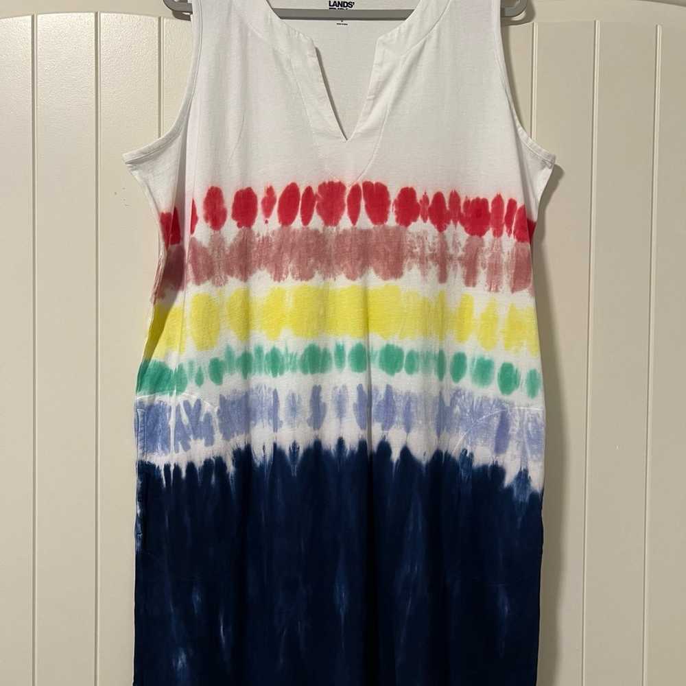 Lands End Womens Rainbow Tie Dye Cotton Jersey Sw… - image 2