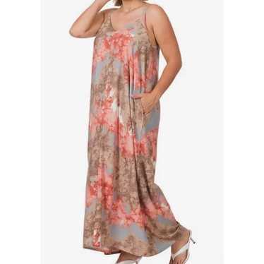 Zenana French Terry Tie Dye Cami Maxi Dress BLUE … - image 1