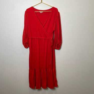 Max Studio Red Faux Wrap Dress XL - image 1