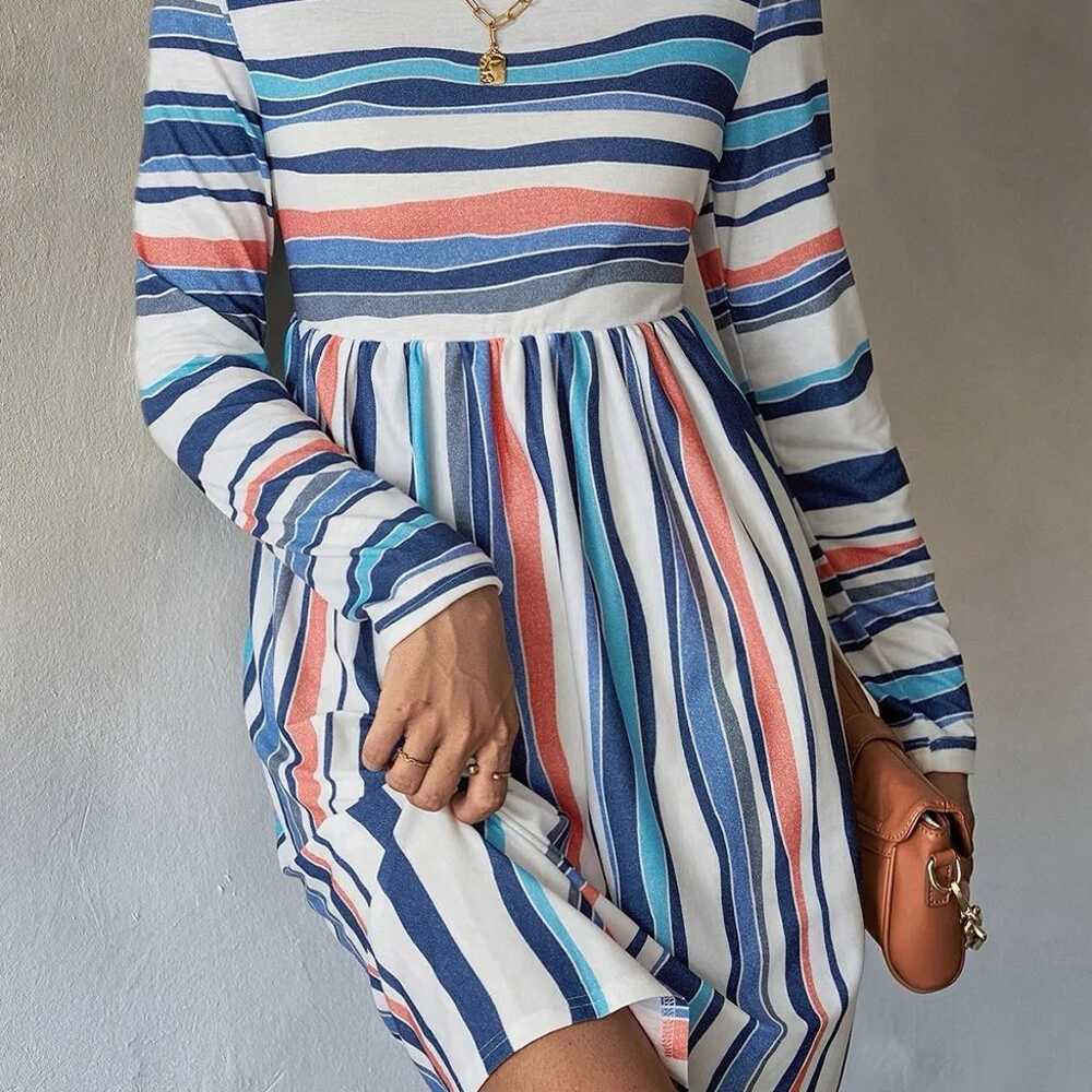 Spring Autumn Stripe Print Dress Woman Casual Ele… - image 4