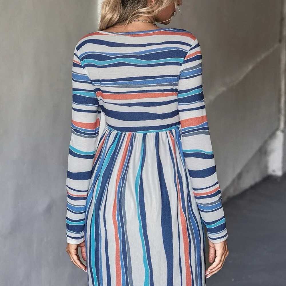 Spring Autumn Stripe Print Dress Woman Casual Ele… - image 6