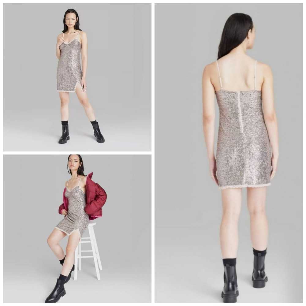 NWOT Wild Fable XL Silver Sequin Slip Dress - image 2