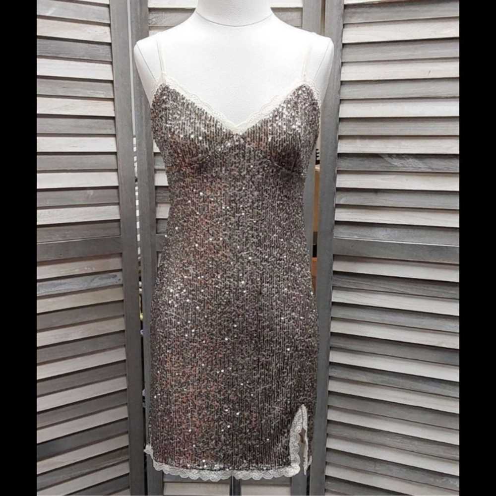 NWOT Wild Fable XL Silver Sequin Slip Dress - image 3