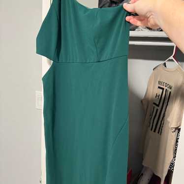 Emerald green one shoulder dress