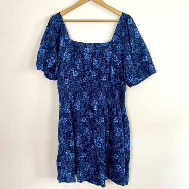 Old Navy Blue Floral Puff Sleeve Dress