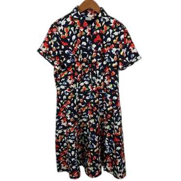 eShakti Navy Flower Brush Strokes Printed Dress S… - image 1