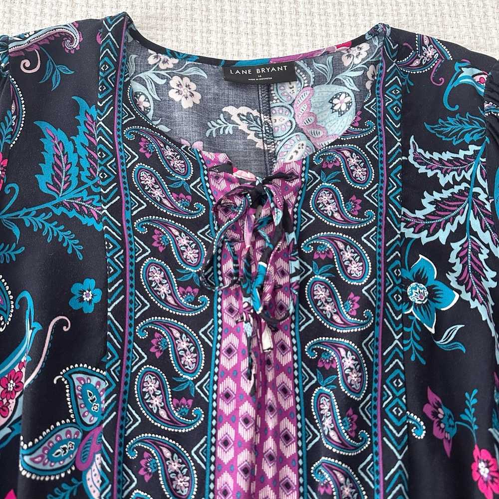 Lane Bryant Paisley Lace-Up Neck Longsleeve Maxi … - image 6